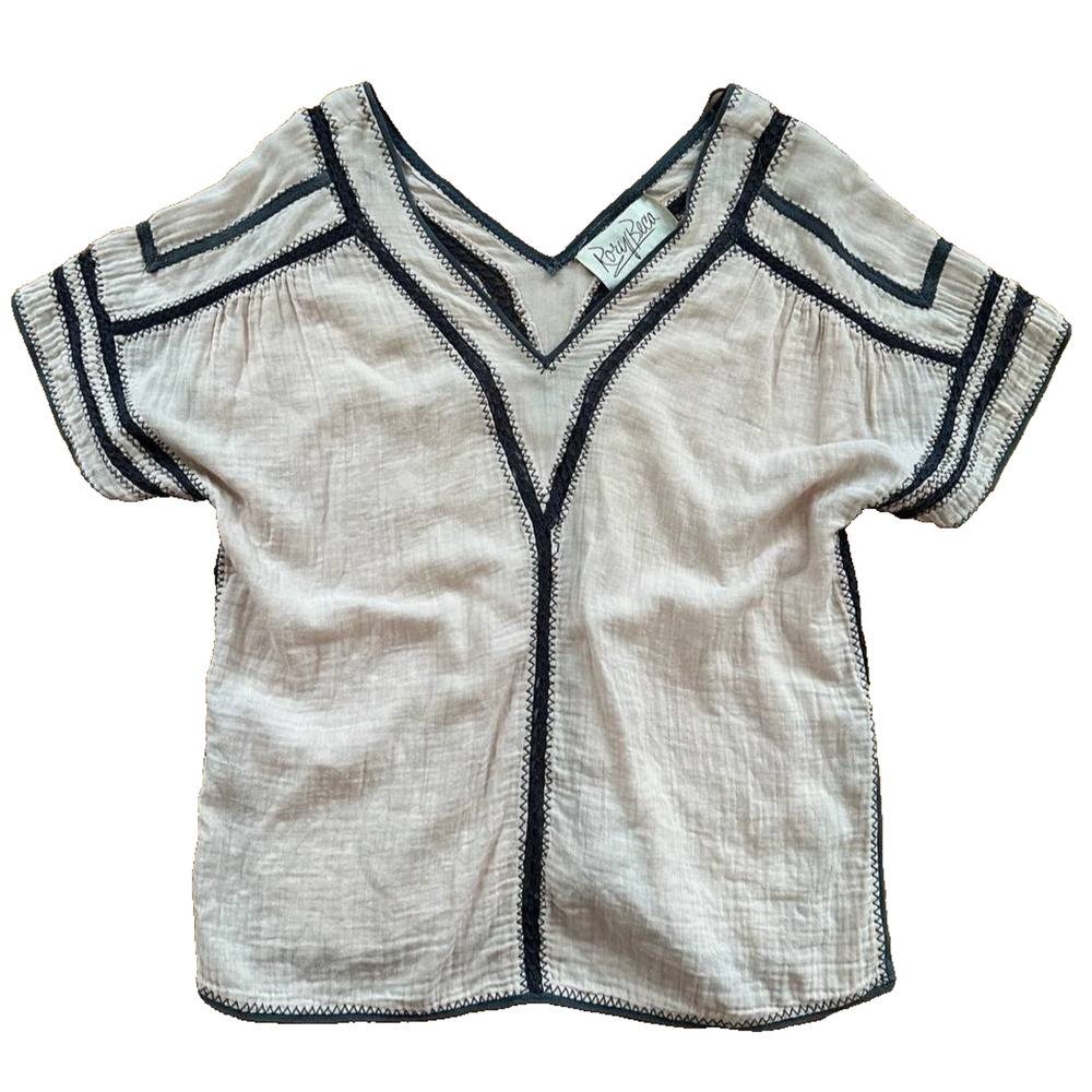 Rory Beca White Crochet Tassels Top 100% Cotton Size Small A000985